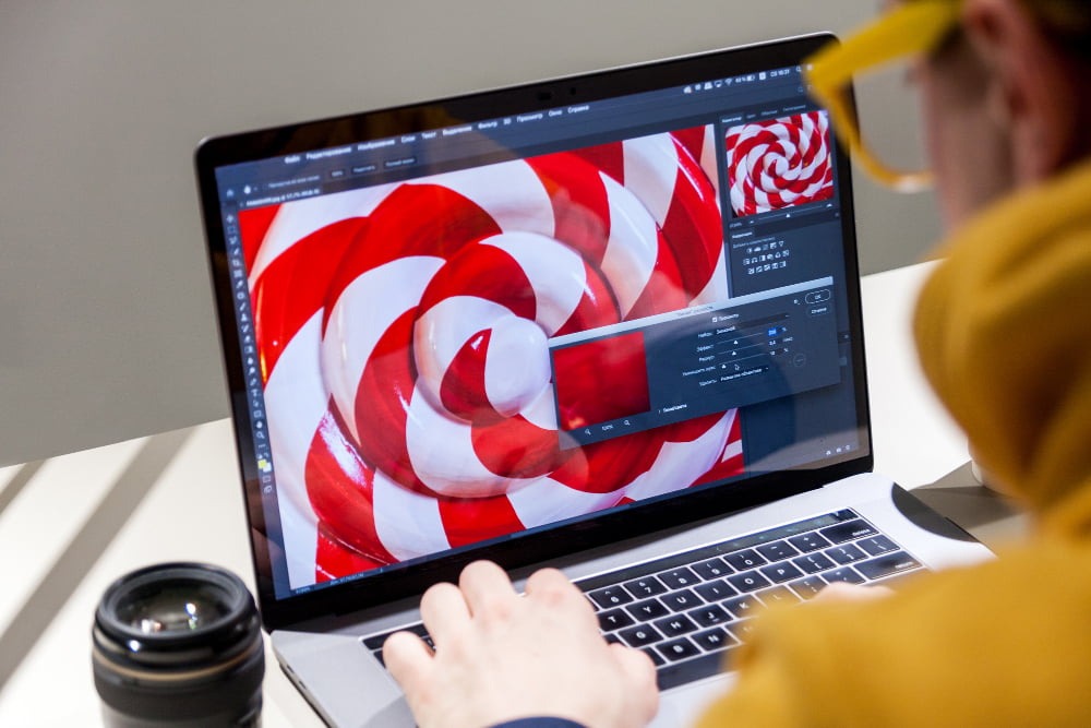 Graphic Designer using laptop